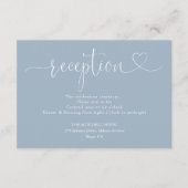 Carte D'accompagnement Dusty Blue Heart Script Mariage Réception (Devant)