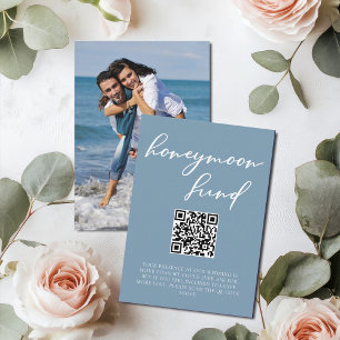 Carte D'accompagnement Dusty Blue Honeymoon Fund avec deux photos