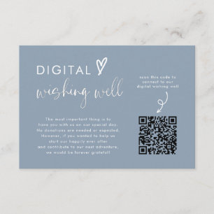 Carte D'accompagnement Dusty Blue Honeymoon Fund QR Code Mariage Registre