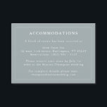 Carte D'accompagnement Dusty Blue Hotel Information sur l'hébergement<br><div class="desc">Inclure ces cartes de petite taille pour informer vos clients de l'extérieur de la ville au sujet des Hébergements d'hôtel. Les cartes bleues et blanches Dusty et la typographie élégante fournissent toutes les informations nécessaires. Conçu pour se coordonner avec notre collection de Mariages floraux couleur bleu clair et bleu roux...</div>