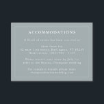 Carte D'accompagnement Dusty Blue Hotel Information sur l'hébergement<br><div class="desc">Inclure ces cartes de petite taille pour informer vos clients de l'extérieur de la ville au sujet des Hébergements d'hôtel. Les cartes bleues et blanches Dusty et la typographie élégante fournissent toutes les informations nécessaires. Conçu pour se coordonner avec notre collection de Mariages floraux couleur bleu clair et bleu roux...</div>