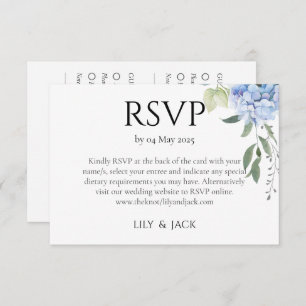 Carte D'accompagnement Dusty Blue Hydrangea 2 Mariage invité RSVP