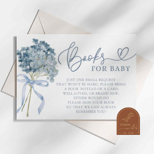 Carte D'accompagnement Dusty Blue Hydrangea Baby shower Livres pour bébé