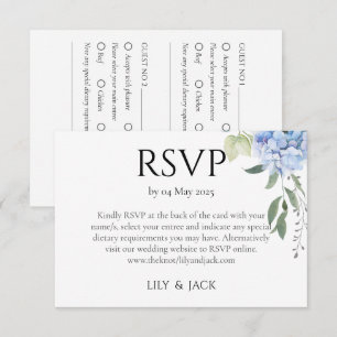 Carte D'accompagnement Dusty Blue Hydrangea Wedding RSVP