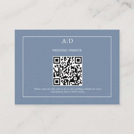 Carte D'accompagnement Dusty Blue Mariage Qr Code Mariage (Devant)