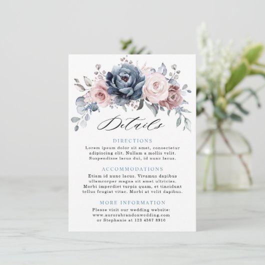 Carte D'accompagnement Dusty Blue Mauve Rose rose ardoise Détails du Mari (Debout devant)