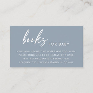 Carte D'accompagnement Dusty Blue Minimal Books for Baby Shower Enclosure