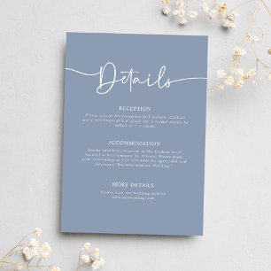 Carte D'accompagnement Dusty Blue Minimal Calligraphy Détails du Mariage