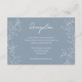 Carte D'accompagnement Dusty Blue Minimal Leaf Mariage Réception (Devant)