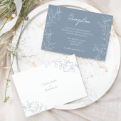 Carte D'accompagnement Dusty Blue Minimal Leaf Mariage Réception