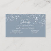 Carte D'accompagnement Dusty Blue Minimal Leaf Mariage Website QR Code (Devant)