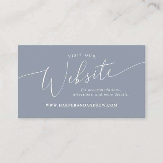 Carte D'accompagnement Dusty Blue Minimal Mariage Website (Devant)