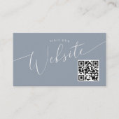 Carte D'accompagnement Dusty Blue Minimal Mariage Website Code QR (Devant)