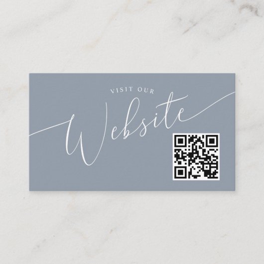 Carte D'accompagnement Dusty Blue Minimal Mariage Website Code QR (Devant)