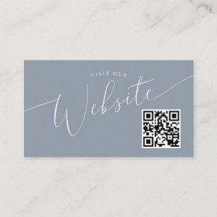 Carte D'accompagnement Dusty Blue Minimal Mariage Website Code QR