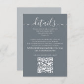 Carte D'accompagnement Dusty Blue Minimalist QR Code Calligraphie Détails (Devant / Derrière)