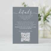 Carte D'accompagnement Dusty Blue Minimalist QR Code Calligraphie Détails (Debout devant)