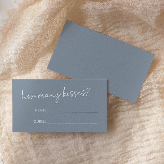 Carte D'accompagnement Dusty Blue Minimalist Script Combien de Baisers Je