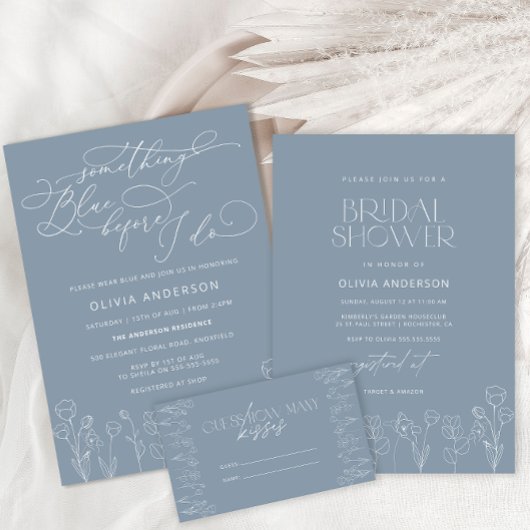 Carte D'accompagnement Dusty Blue Modern Minimalist Devinez Combien de ba