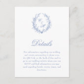 Carte D'accompagnement Dusty Blue Monogram Botanic Wreath Détails du Mari (Devant)