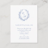 Carte D'accompagnement Dusty Blue Monogram Botanique Wreath QR Code RSVP (Devant)