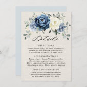 Carte D'accompagnement Dusty Blue Navy Champagne Ivory Détails de Mariage (Devant / Derrière)