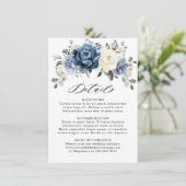 Carte D'accompagnement Dusty Blue Navy Champagne Ivory Détails du Mariage (Debout devant)