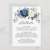 Carte D'accompagnement Dusty Blue Navy Champagne Ivory Détails du Mariage (Devant / Derrière)
