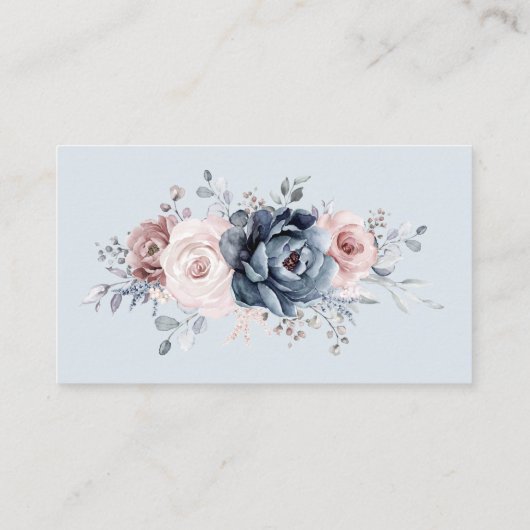 Carte D'accompagnement Dusty Blue Navy Champagne Ivory Floral Réception E (Dos)