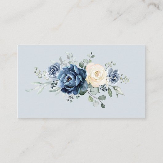 Carte D'accompagnement Dusty Blue Navy Champagne Ivory Wedding Réception (Dos)