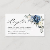 Carte D'accompagnement Dusty Blue Navy Champagne Ivory Wedding Réception (Devant)
