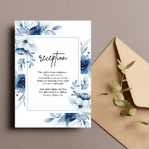 Carte D'accompagnement Dusty Blue Navy Ivory Floral Mariage Réception
