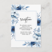Carte D'accompagnement Dusty Blue Navy Ivory Floral Mariage Réception (Devant)