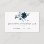Carte D'accompagnement Dusty Blue Navy Pastel Floral Détails du Mariage (Dos)