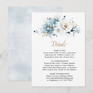 Carte D'accompagnement Dusty Blue Navy White Ivory Gold Floral Mariage