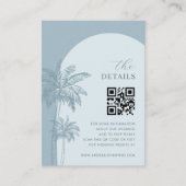 Carte D'accompagnement Dusty Blue Palm Trees QR Code Détails Mariage (Devant)