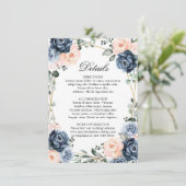 Carte D'accompagnement Dusty Blue Peach Blush Détails de Mariage Géométri (Debout devant)