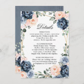 Carte D'accompagnement Dusty Blue Peach Blush Détails de Mariage Géométri (Devant / Derrière)