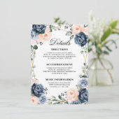 Carte D'accompagnement Dusty Blue Peach Blush Détails de mariage géométri (Debout devant)
