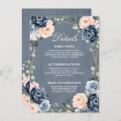 Carte D'accompagnement Dusty Blue Peach Blush Détails de Mariage Géométri (Devant / Derrière)