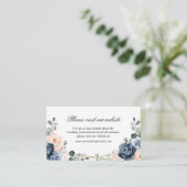 Carte D'accompagnement Dusty Blue Peach Blush Mariage Détails du site web (Debout devant)