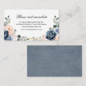 Carte D'accompagnement Dusty Blue Peach Blush Mariage Détails du site web (Devant / Derrière)