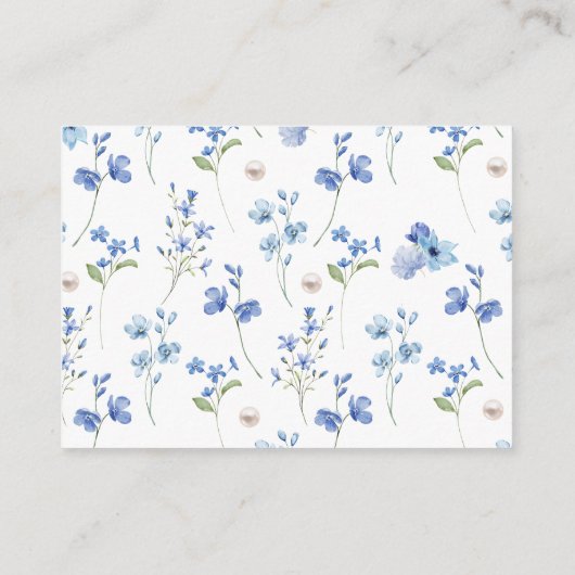 Carte D'accompagnement Dusty Blue Perles & Prosecco Personnalisé Baby Sho (Dos)