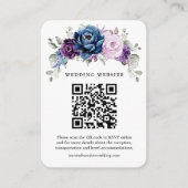 Carte D'accompagnement Dusty Blue Purple Navy Lilac Bloom Mariage QR Code (Devant)
