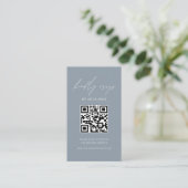 Carte D'accompagnement Dusty Blue QR Code Minimalist RSVP Mariage Website (Debout devant)