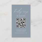 Carte D'accompagnement Dusty Blue QR Code Minimalist RSVP Mariage Website (Devant)