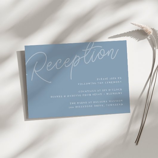 Carte D'accompagnement Dusty Blue | Réception de mariage avec filigrane d