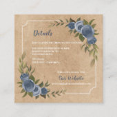 Carte D'accompagnement Dusty Blue Rose Rustic Kraft Détails du Mariage (Devant)
