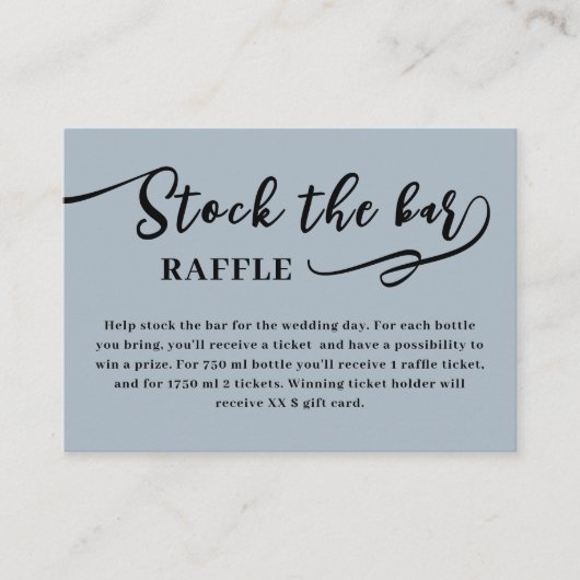 Carte D'accompagnement Dusty Blue Script Stockez le bar Baby Shower  (Devant)