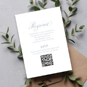 Carte D'accompagnement Dusty Blue Script Wedding RSVP QR Code Enclosure